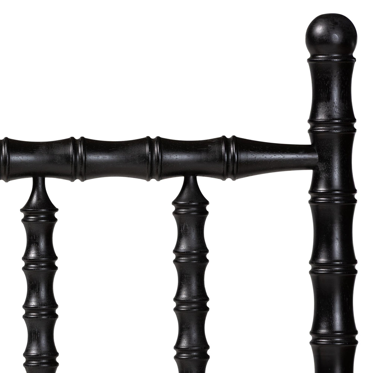 Edaline Bamboo Motif Headboard - Crafted Wood Panel with Decorative Turned Spindle Design for Boho Costal Bedroom, Queen, Black