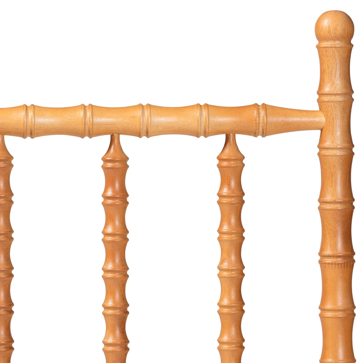 Edaline Bamboo Motif Headboard - Crafted Wood Panel with Decorative Turned Spindle Design for Boho Costal Bedroom, Full, Oak Brown