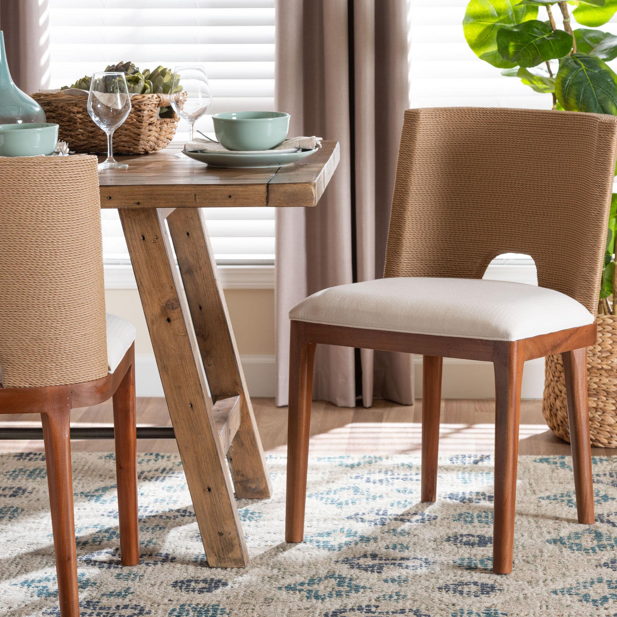 Norely Dining Chair with Woven Seagrass Back