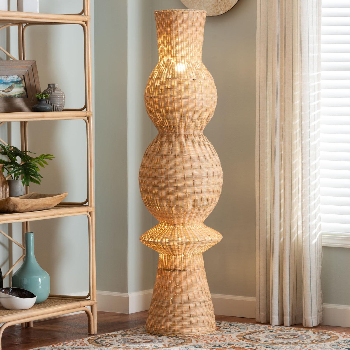 Lizzie Natural Rattan Floor Lamp