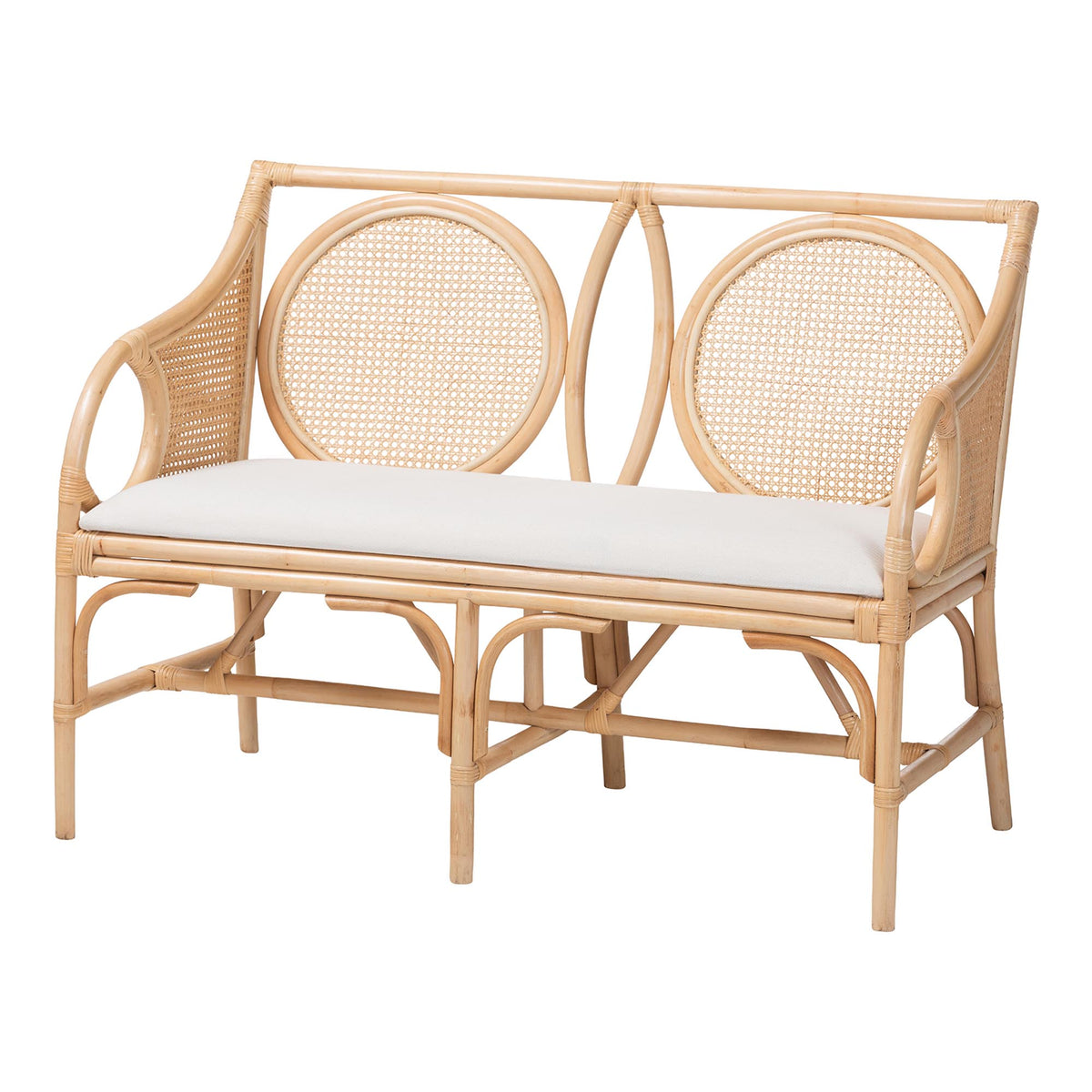 Matt Natural Rattan Loveseat with Cane Backrest