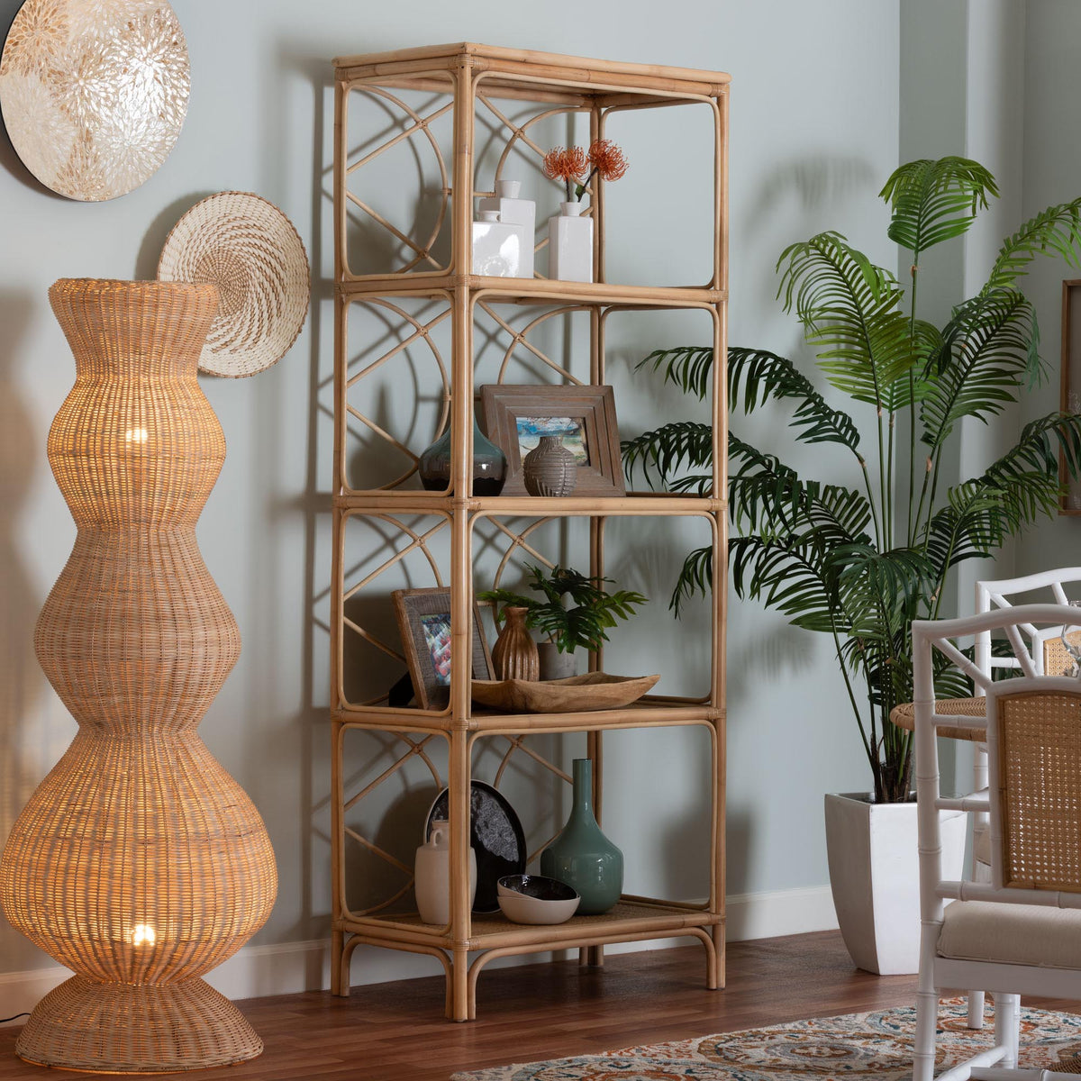 Alger Natural Rattan 5-Tier Display Shelf