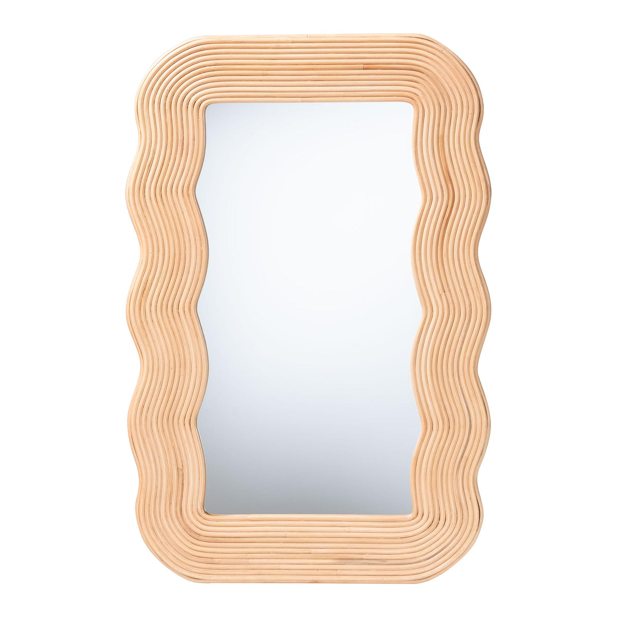 Drucilla Fluted Natural Rattan Scalloped Wall Mirror