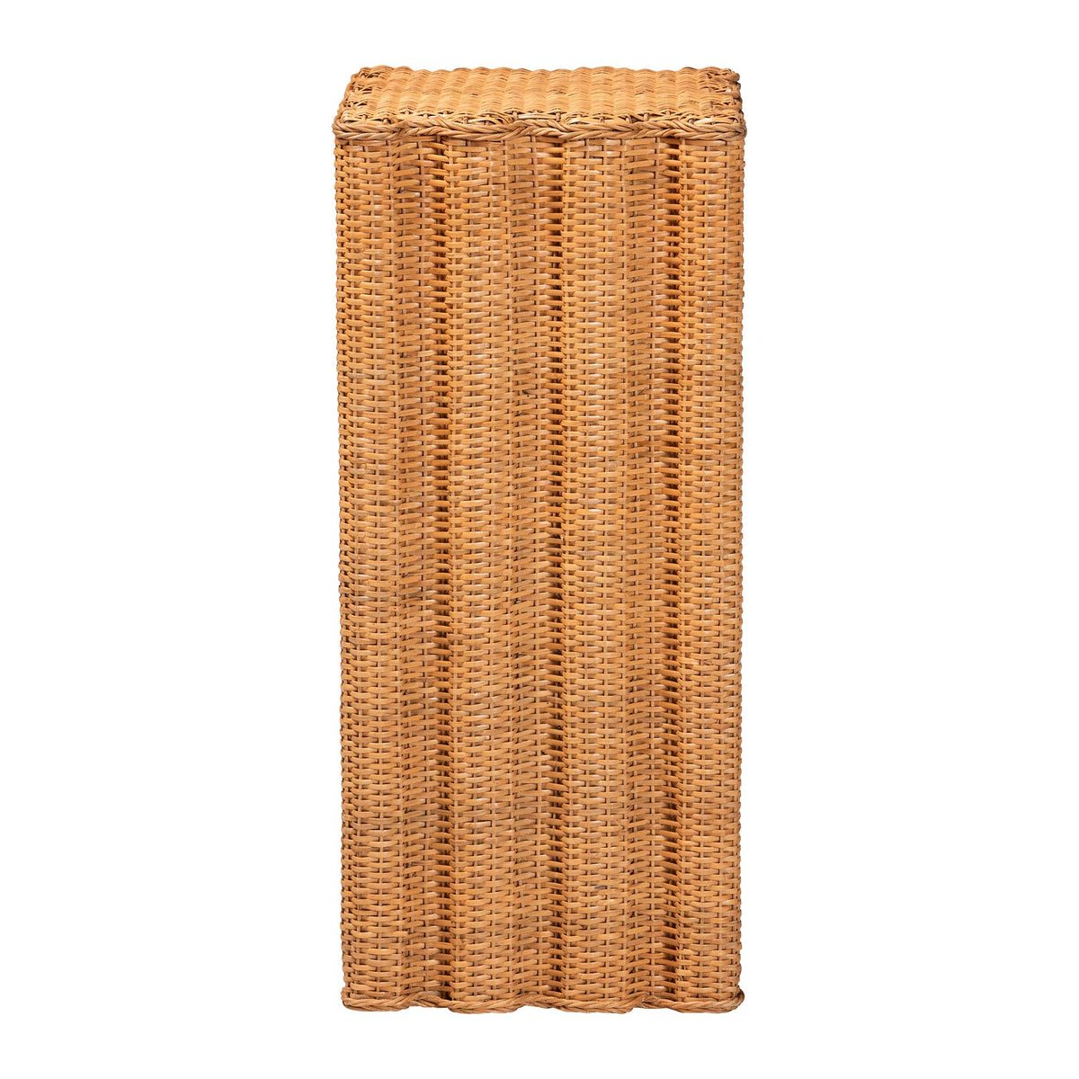 Chie Natural Rattan Pedestal with Scalloped Edge Detail, Light Honey