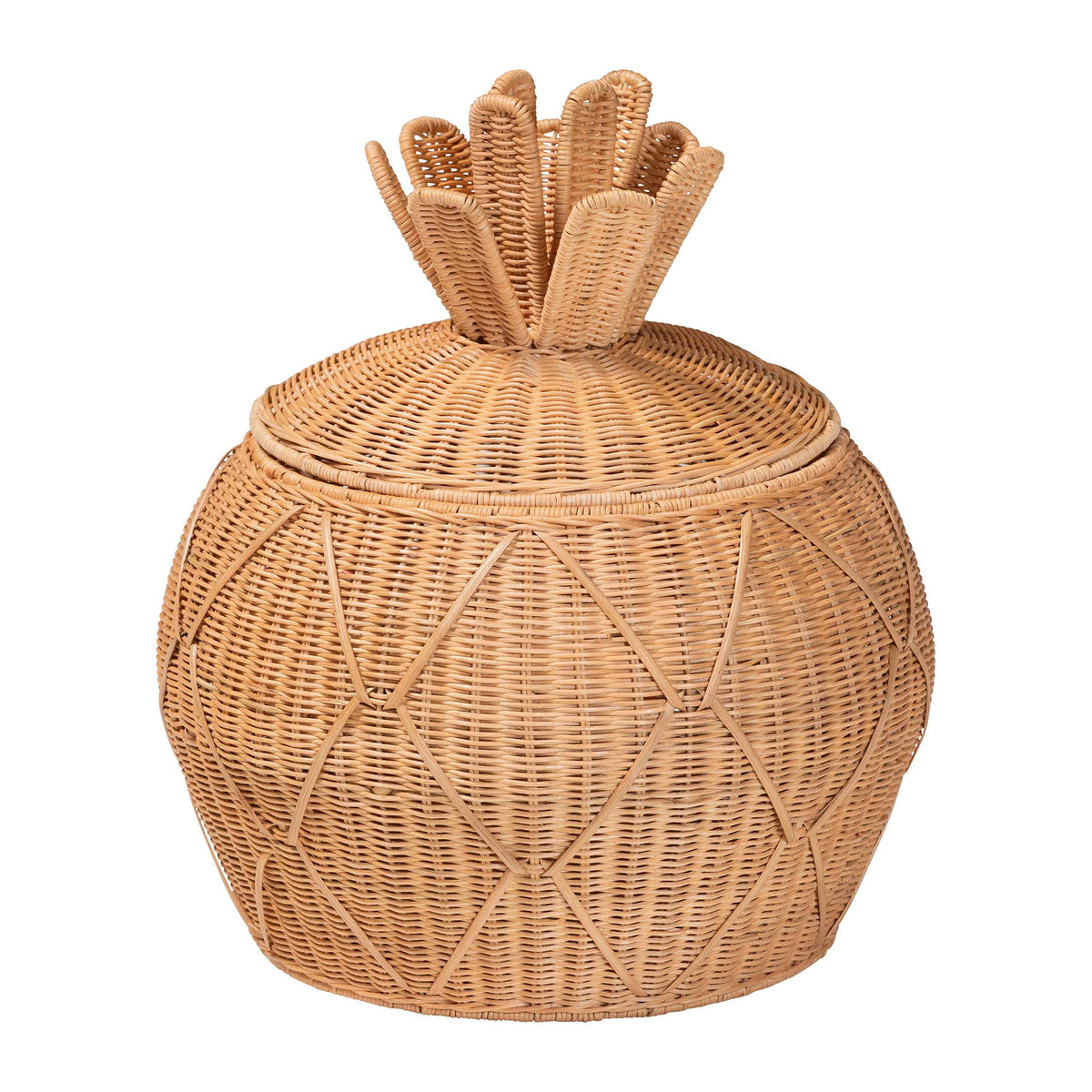 Pelham Natural Rattan Laundry Hamper - Handwoven Wicker Storage Basket for Laundry Room, Bathroom, or Bedroom Organization, Small