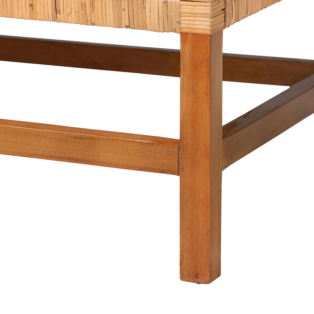 Vivan Natural Rattan Bench - Handwoven Wicker Accent Seating with Cushion and Pillows, Backless