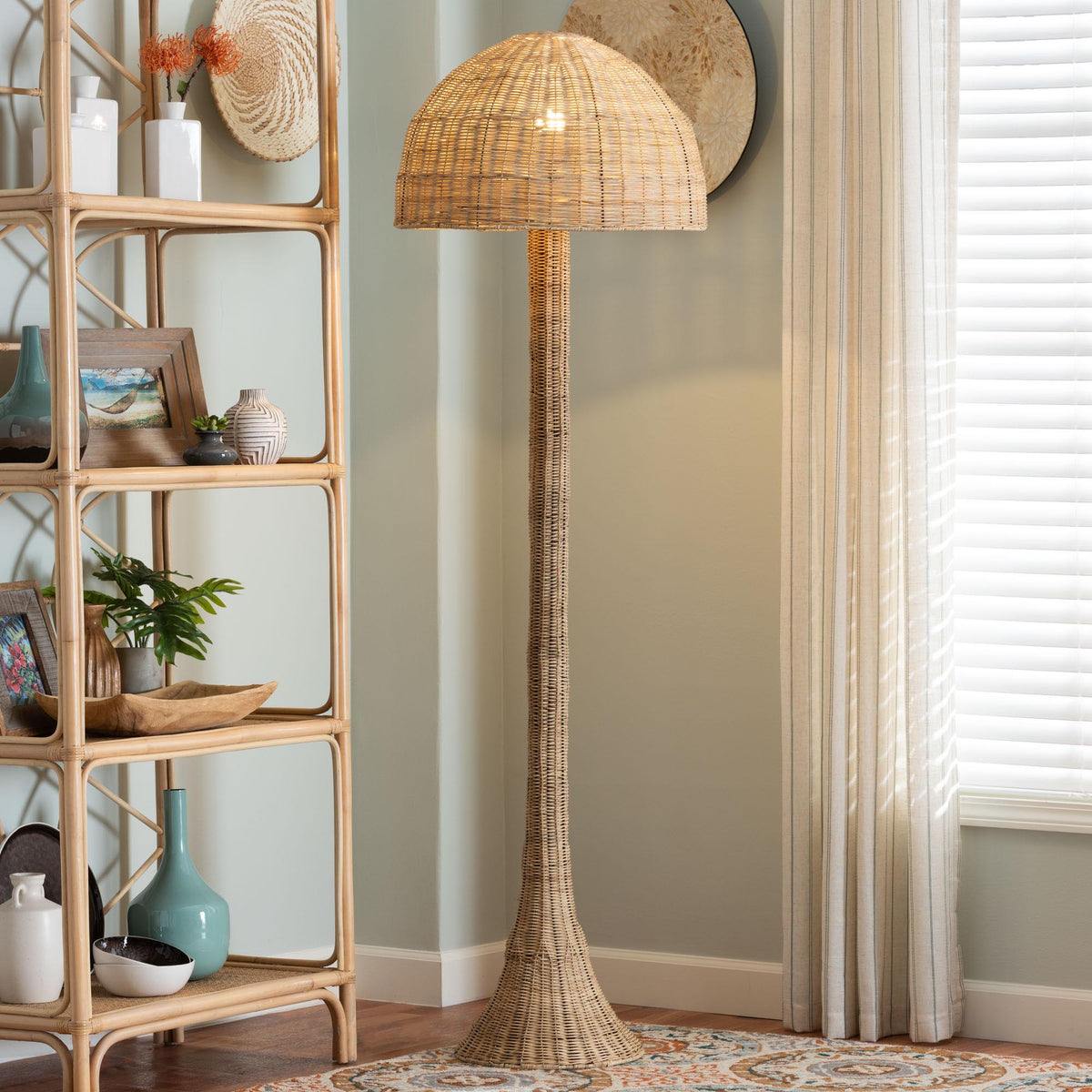 Camille Natural Rattan Floor Lamp
