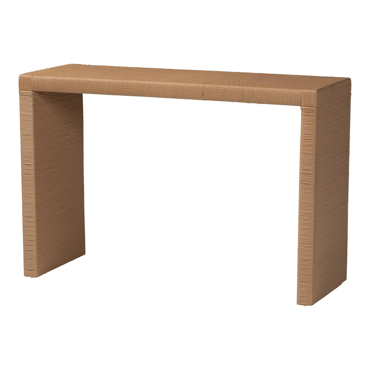 Salve Woven Seagrass Console Table - Handwoven Wicker Waterfall Accent Table for Living Room, Entryway, or Hallway