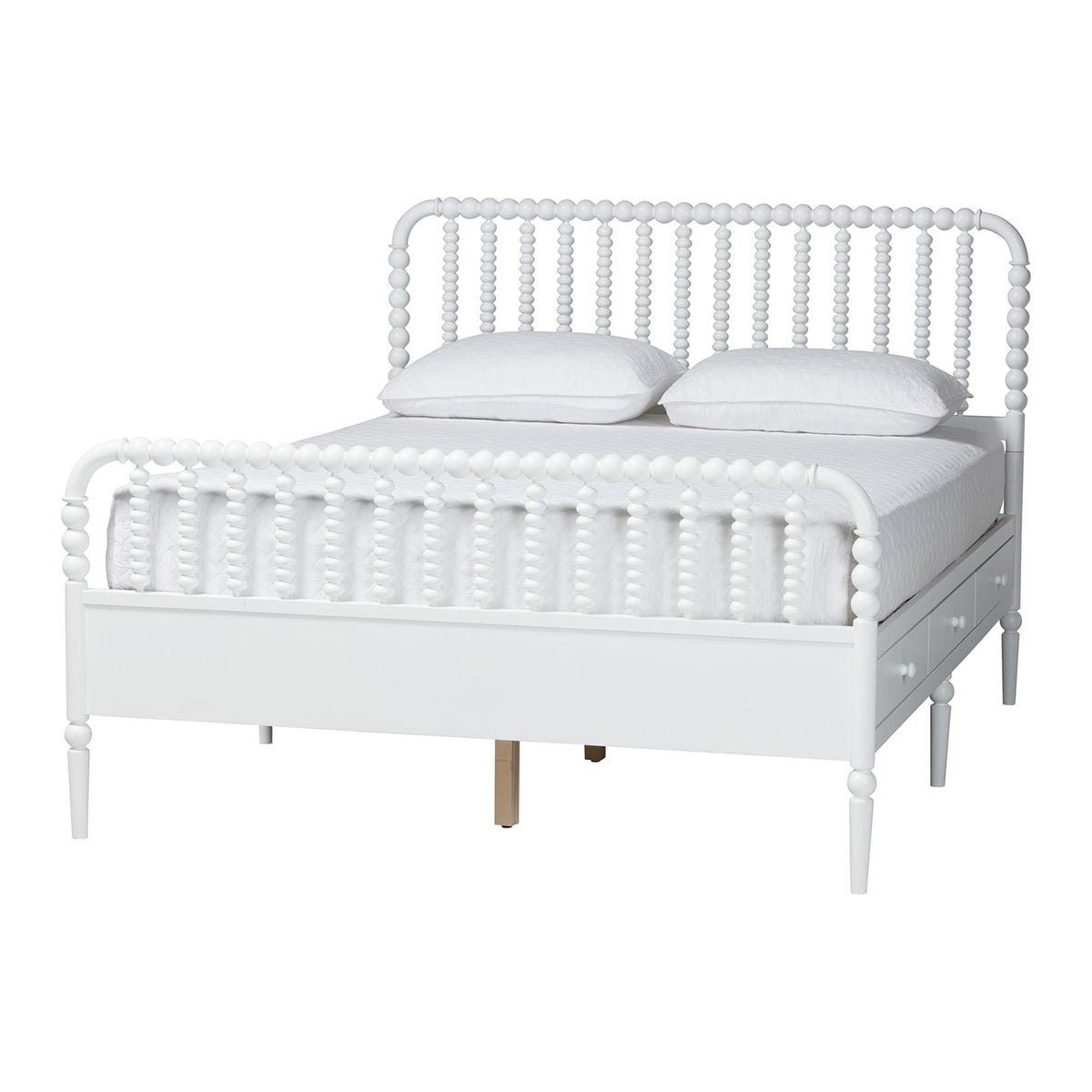 Lucera 6-Drawer Platform Bed with Bobbin Frame, Full, White