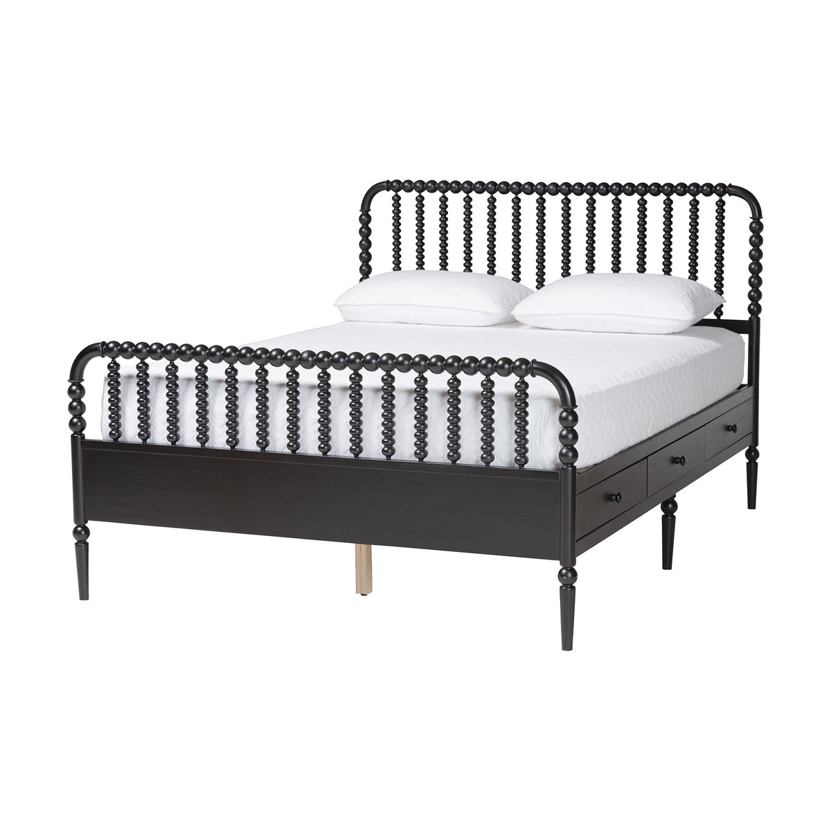 Lucera 6-Drawer Platform Bed with Bobbin Frame, Full, Black