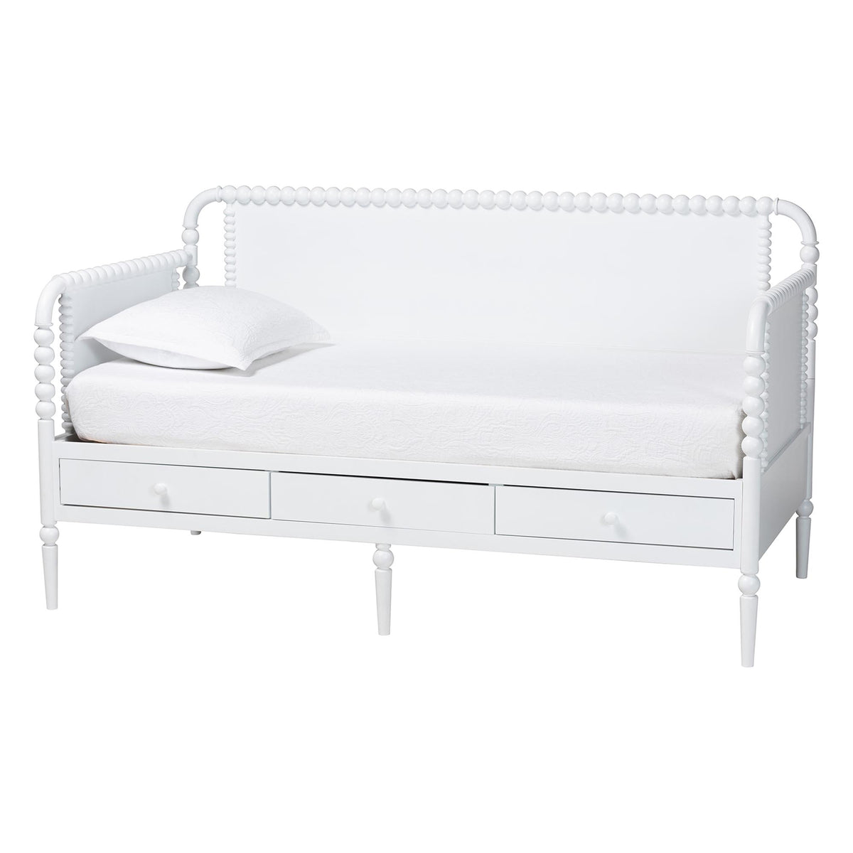 Lucera 3-Drawer Daybed with Bobbin Frame, Twin, White