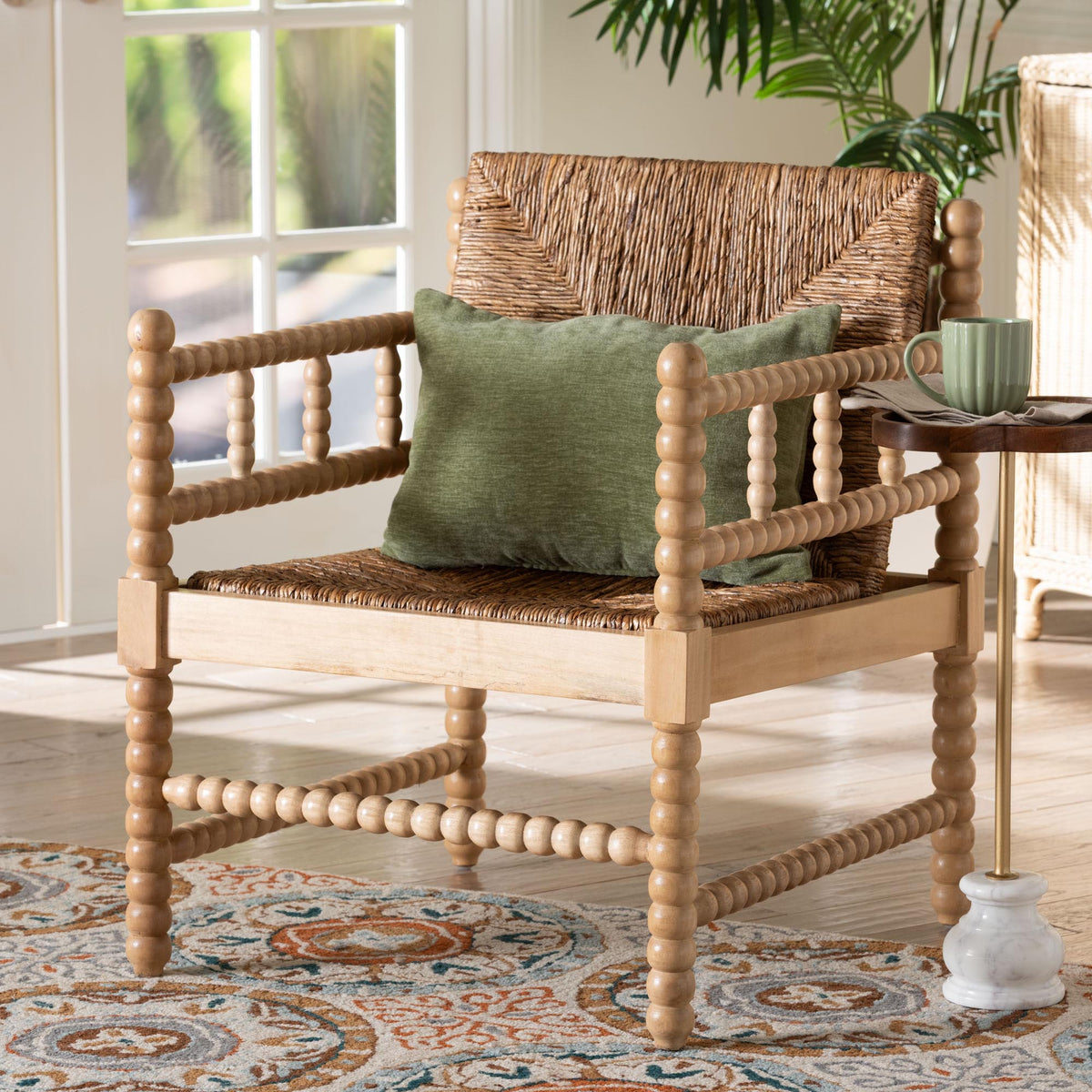 Dolores Woven Seagrass Armchair with Bobbin Frame