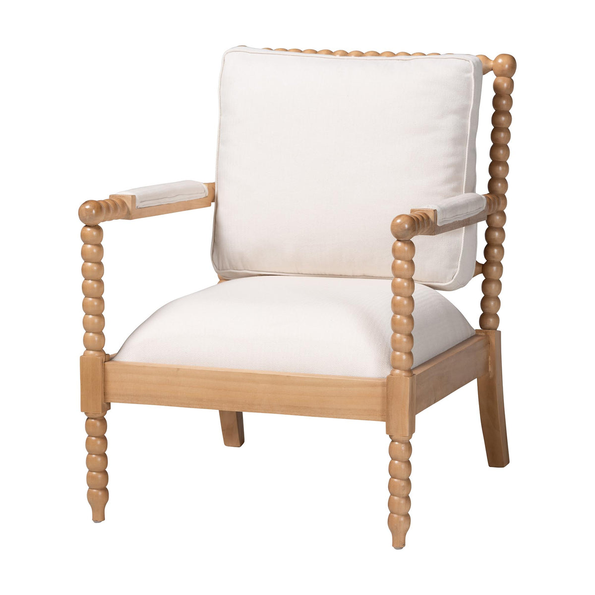 Gracie Bobbin Wood Armchair with Padded Armrests