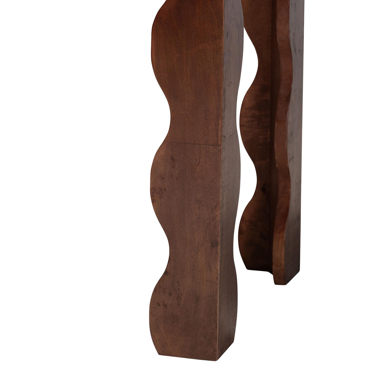 Huxley Real Burl Wood Scalloped End Table, Dark Walnut