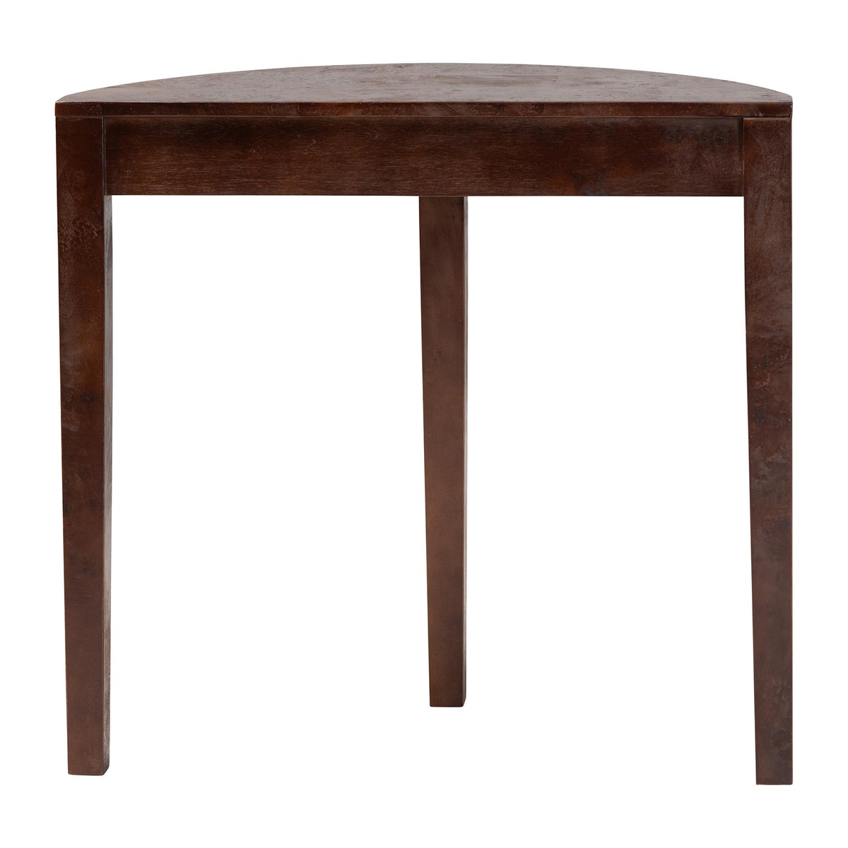Jihan Real Burl Wood Half-Moon Console Table, Dark Walnut