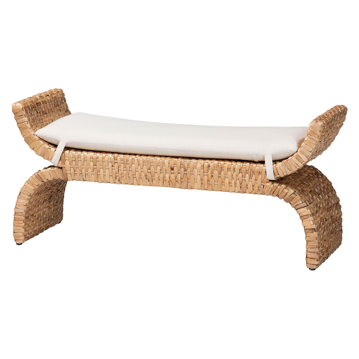 Agave Woven Seagrass Bench with Removable Cushion