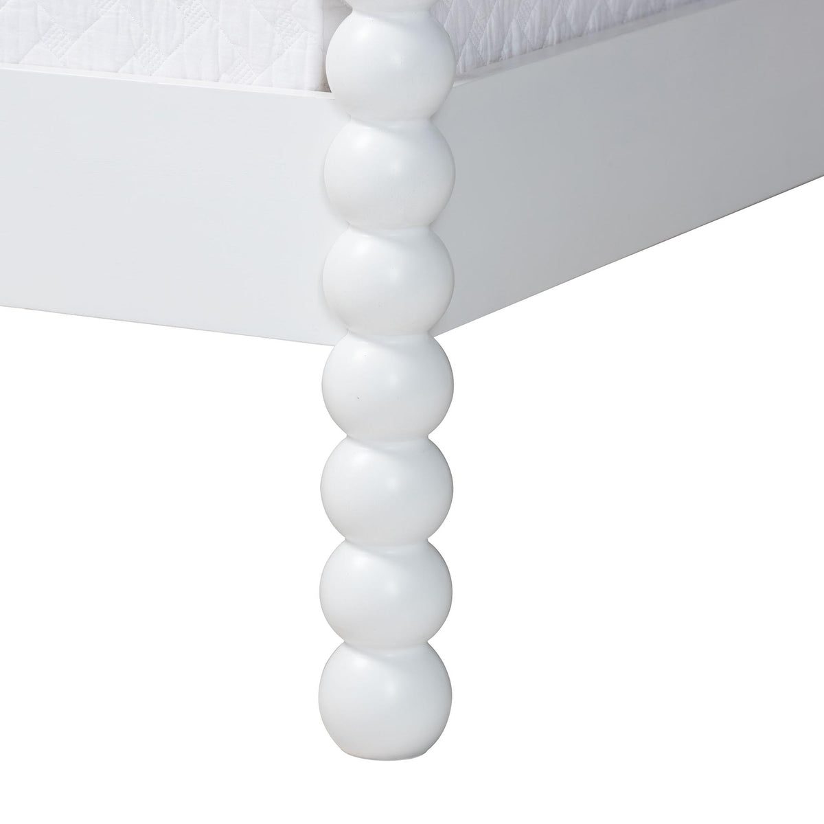 Cherene white four-poster queen platform bed with bobbin posts – view 5