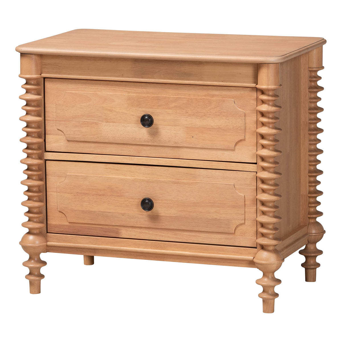 Neviah 2-Drawer Nightstand, Beech Brown