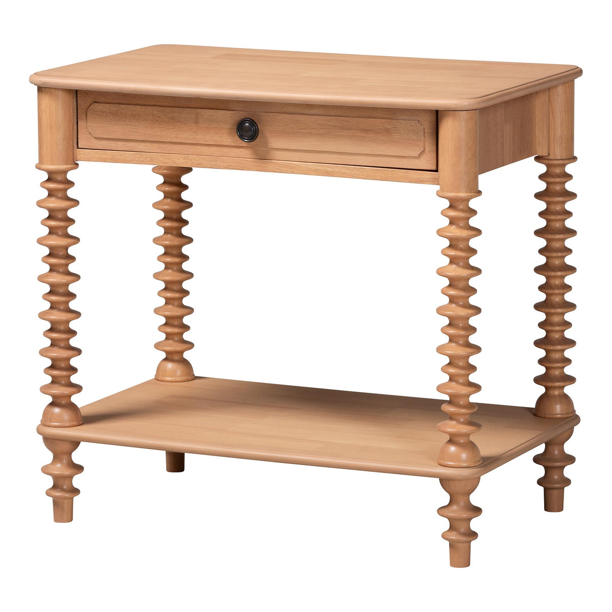 Neviah 1-Drawer Nightstand, Beech Brown