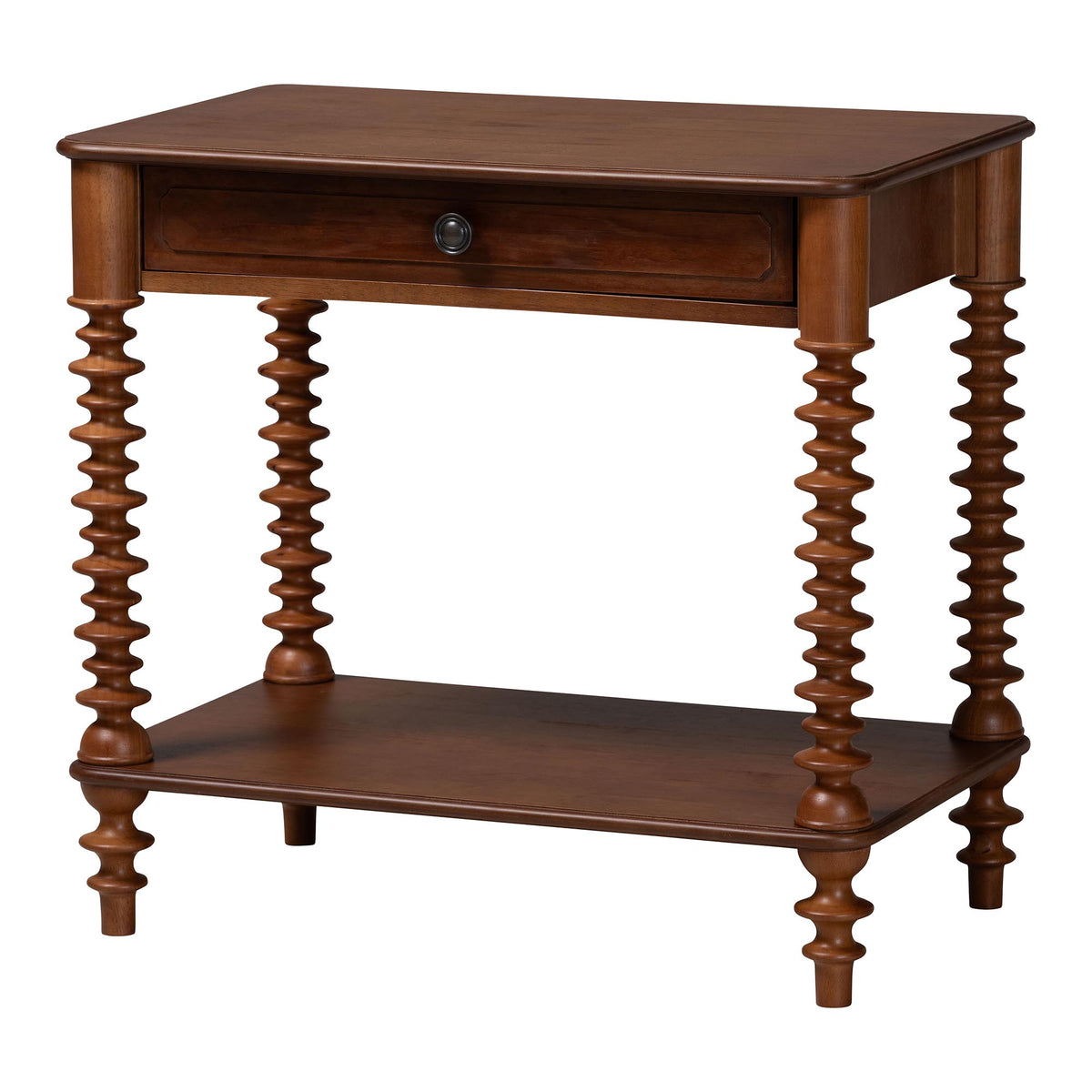 Neviah 1-Drawer Nightstand, Walnut Brown