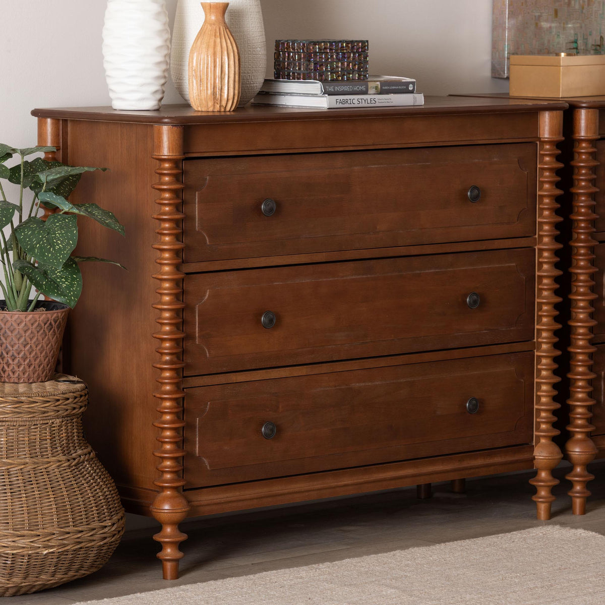 Neviah 3-Drawer Chest, Walnut Brown