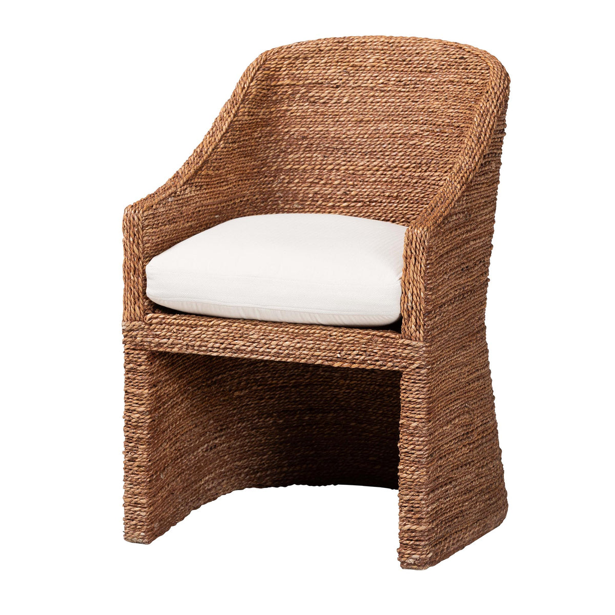 Brenton Seagrass Wrapped Dining Armchair, Brown Wash