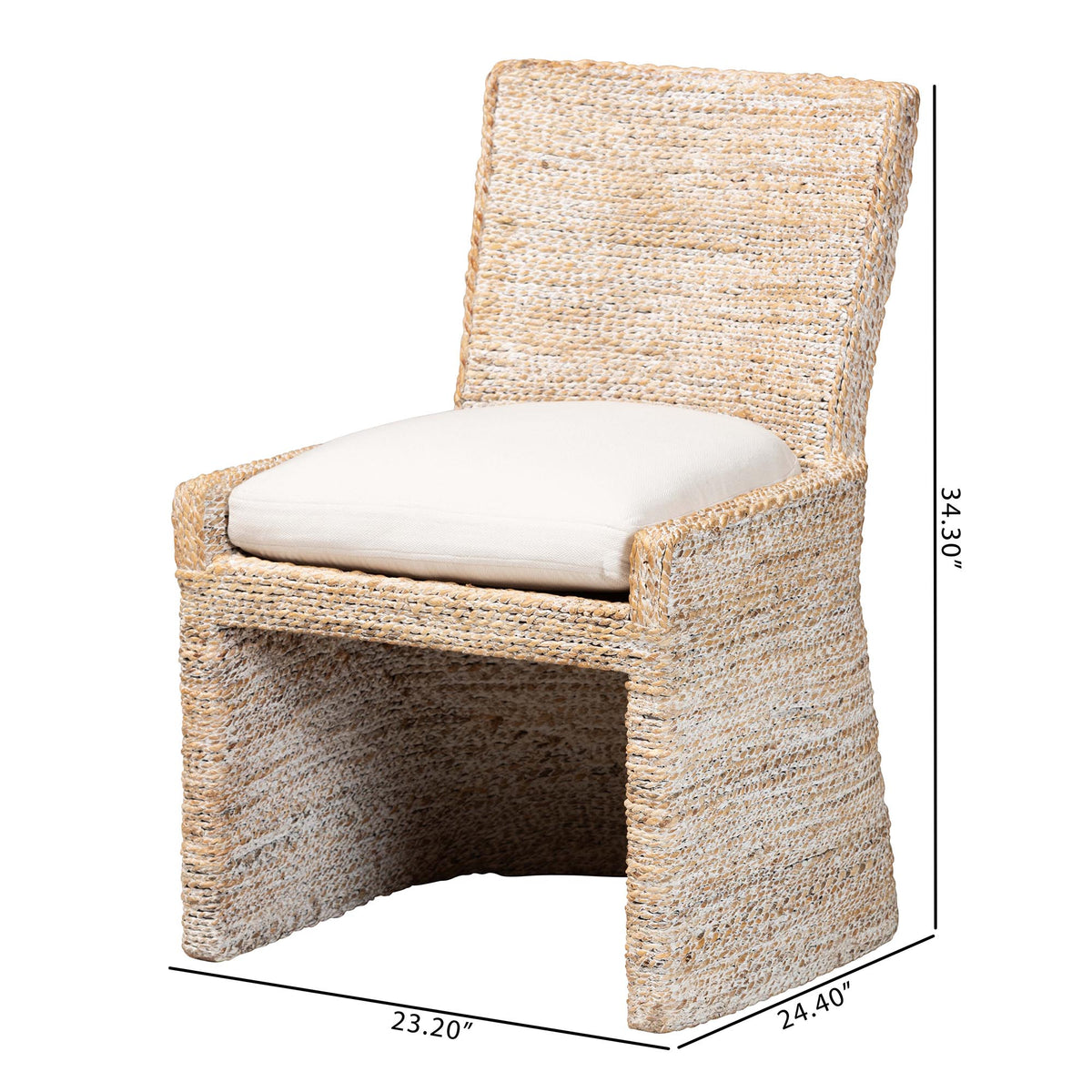 Harlow Seagrass Wrapped Dining Chair, Whitewash