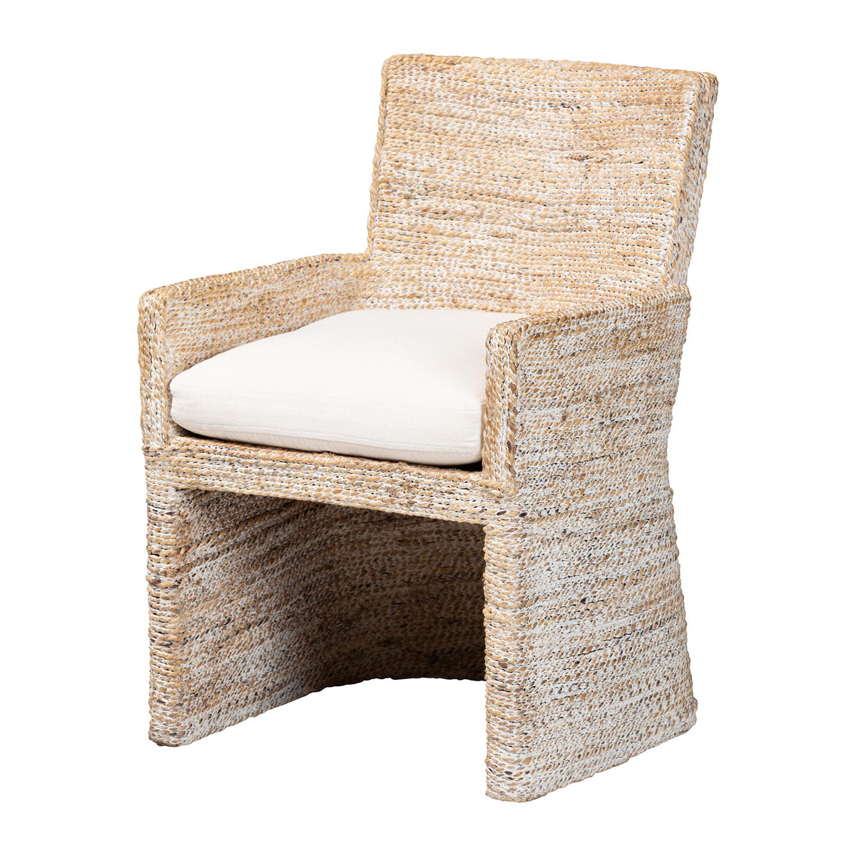 Harlow Seagrass Wrapped Dining Armchair, Whitewash