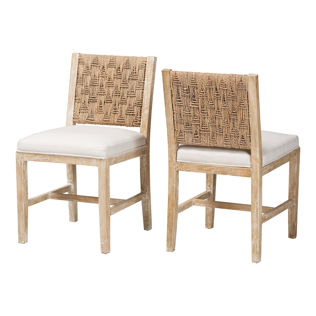Rivermont 2-Piece Dining Chair Set with Seagrass Backrest, Whitewash