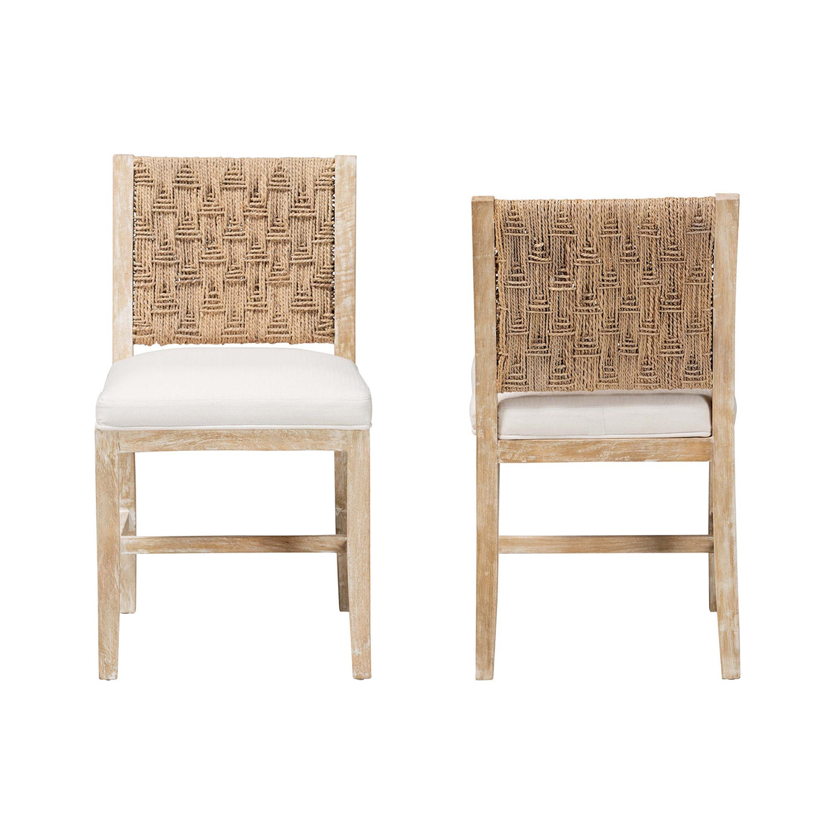 Rivermont 2-Piece Dining Chair Set with Seagrass Backrest, Whitewash