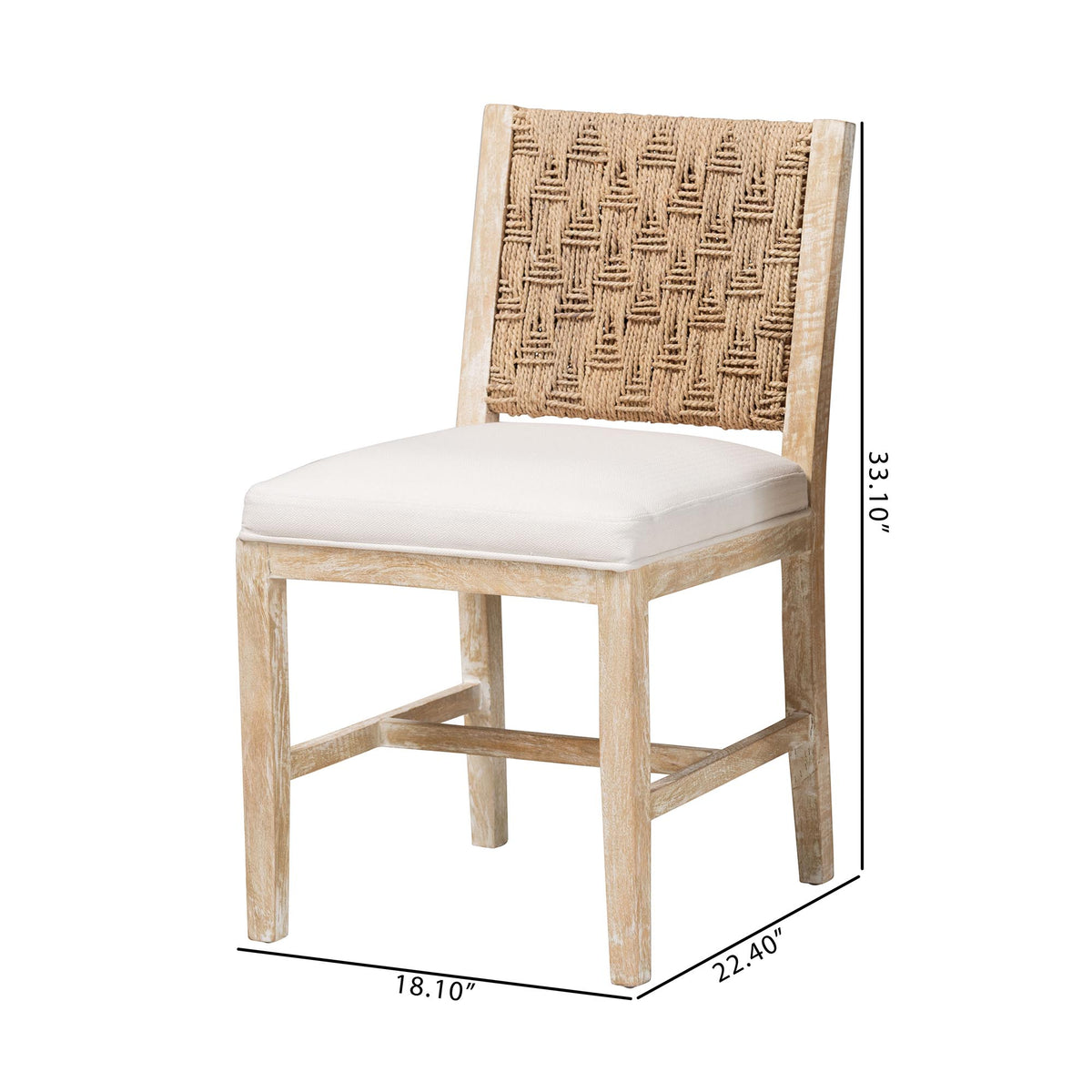 Rivermont 2-Piece Dining Chair Set with Seagrass Backrest, Whitewash