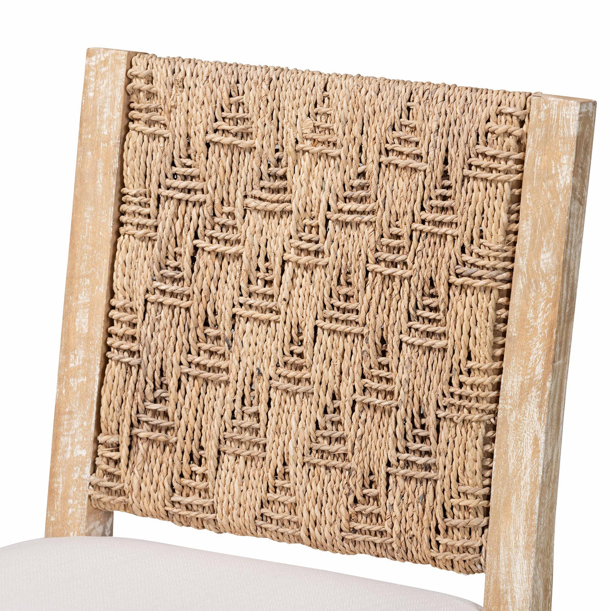 Rivermont Counter Stool with Seagrass Backrest, Whitewash