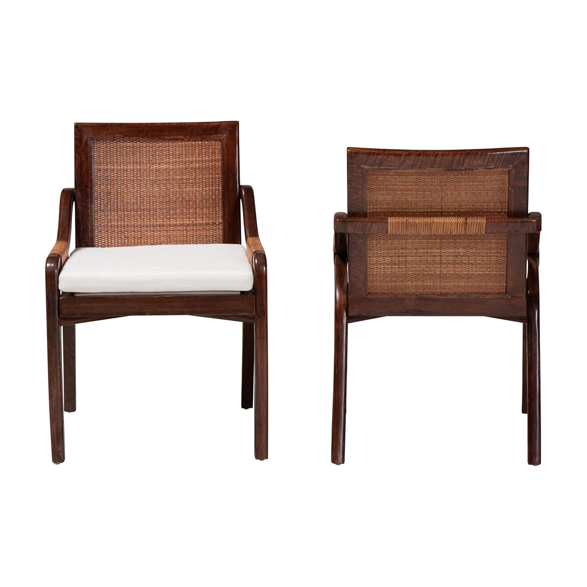Fairmont Natural Rattan Wrapped 2-Piece Dining Chair Set, Mocha Brown