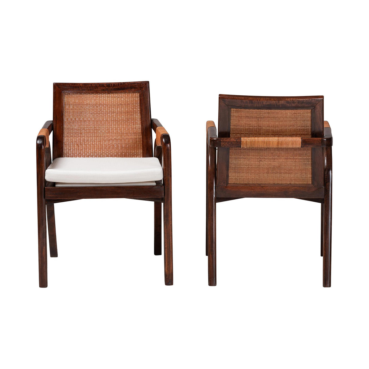 Fairmont Natural Rattan Wrapped 2-Piece Dining Armchair Set, Mocha Brown