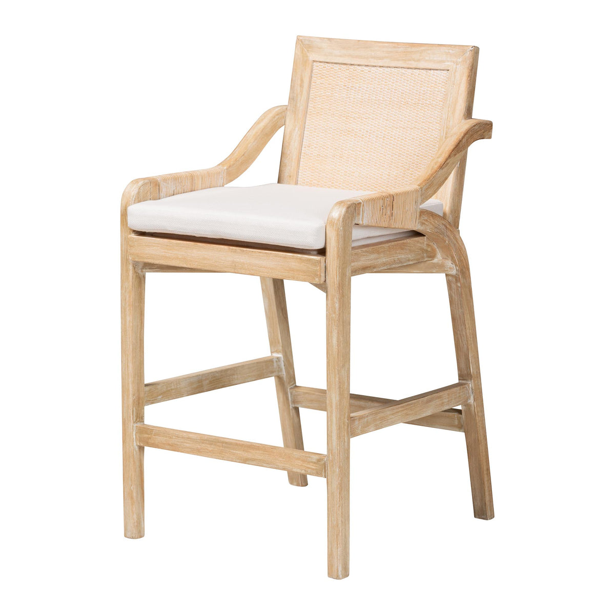 Fairmont Natural Rattan Wrapped Counter Stool, Whitewash