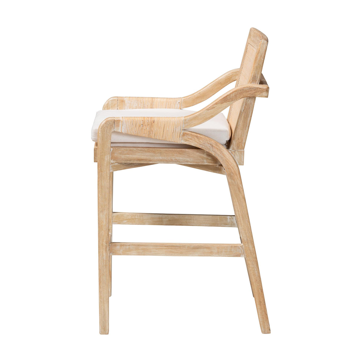 Fairmont Natural Rattan Wrapped Counter Stool, Whitewash
