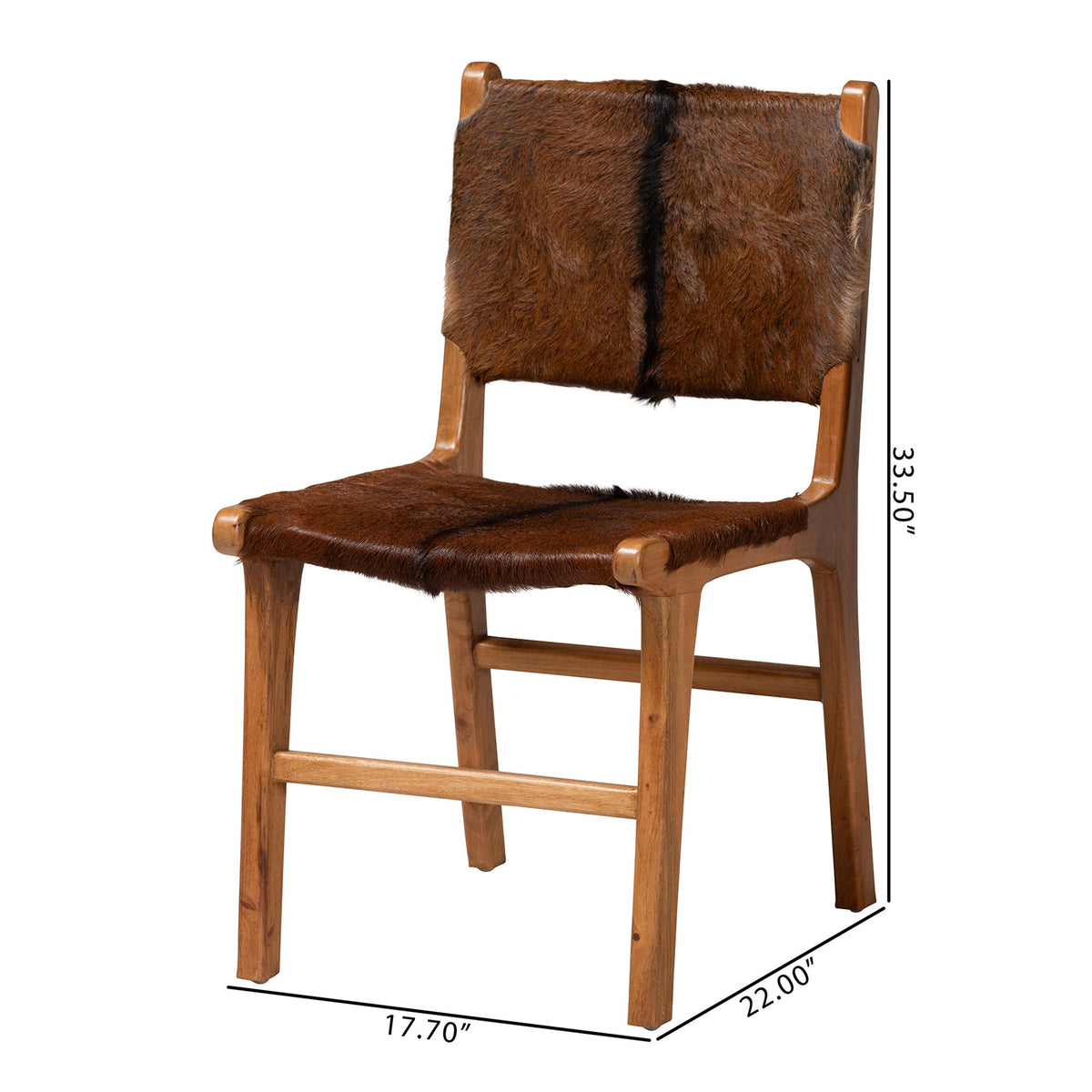 Fawn 2-Piece Genuine Goat Leather Dining Chair Set, Natural Brown