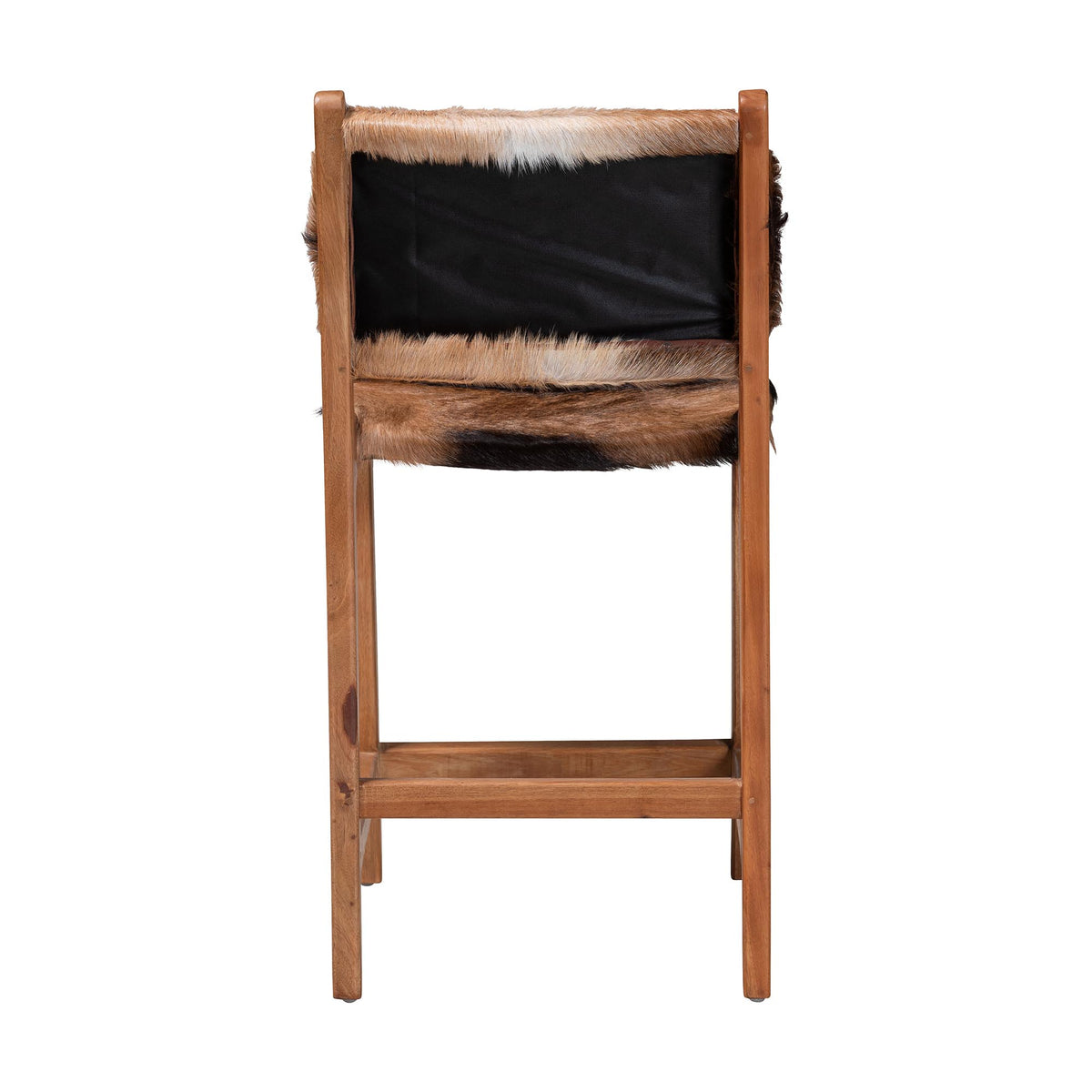 Fawn Genuine Goat Leather Counter Stool with Backrest, Natural Brown