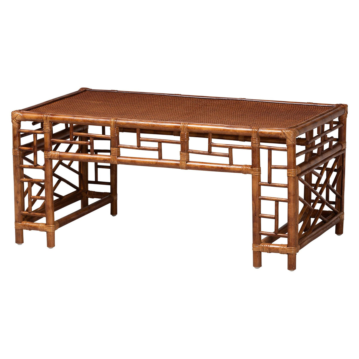 Wahid Marbled Tortoise Rattan Coffee Table