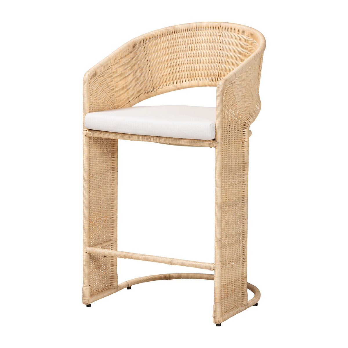 Palm Natural Rattan Counter Stool, Natural Brown