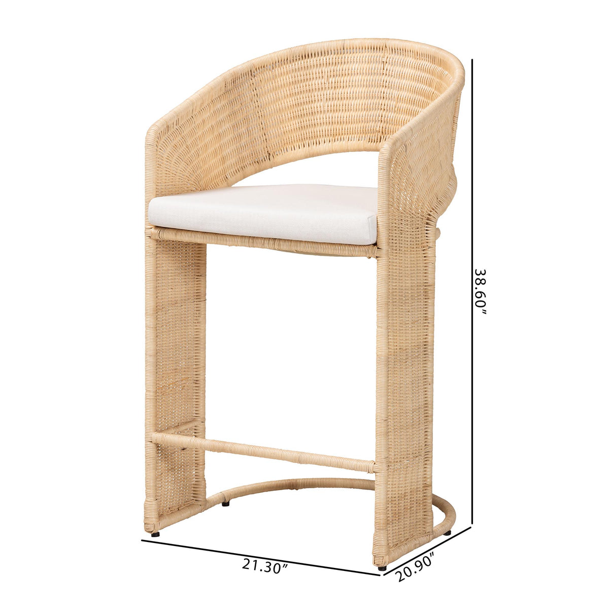 Palm Natural Rattan Counter Stool, Natural Brown