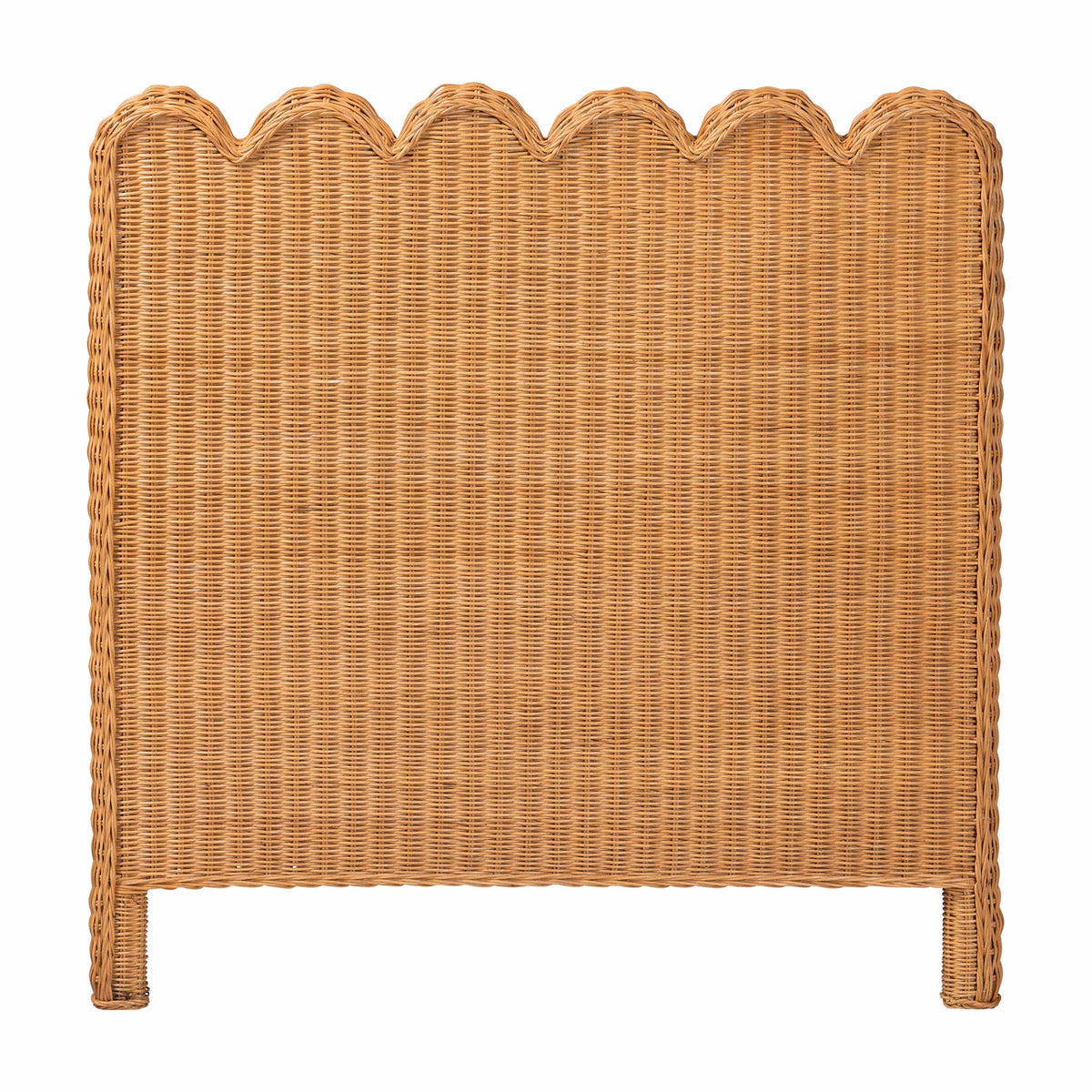 Maritza Scalloped Natural Rattan Headboard, Twin, Light Honey