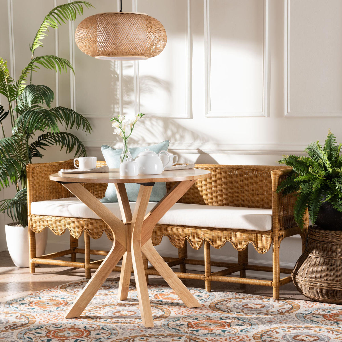 Serenay Natural Rattan Dining Bench, 77"