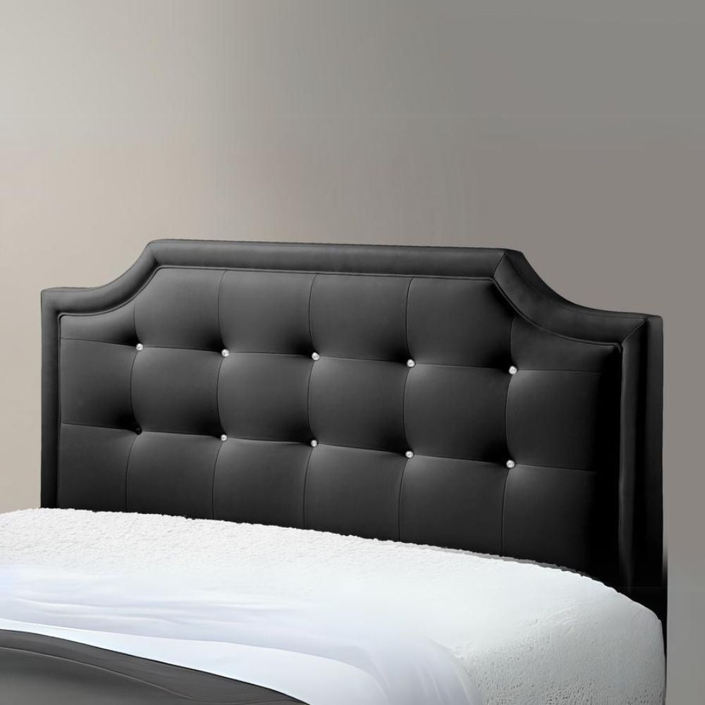 Carlotta Black Modern Bed With Upholstered Headboard - Queen Size