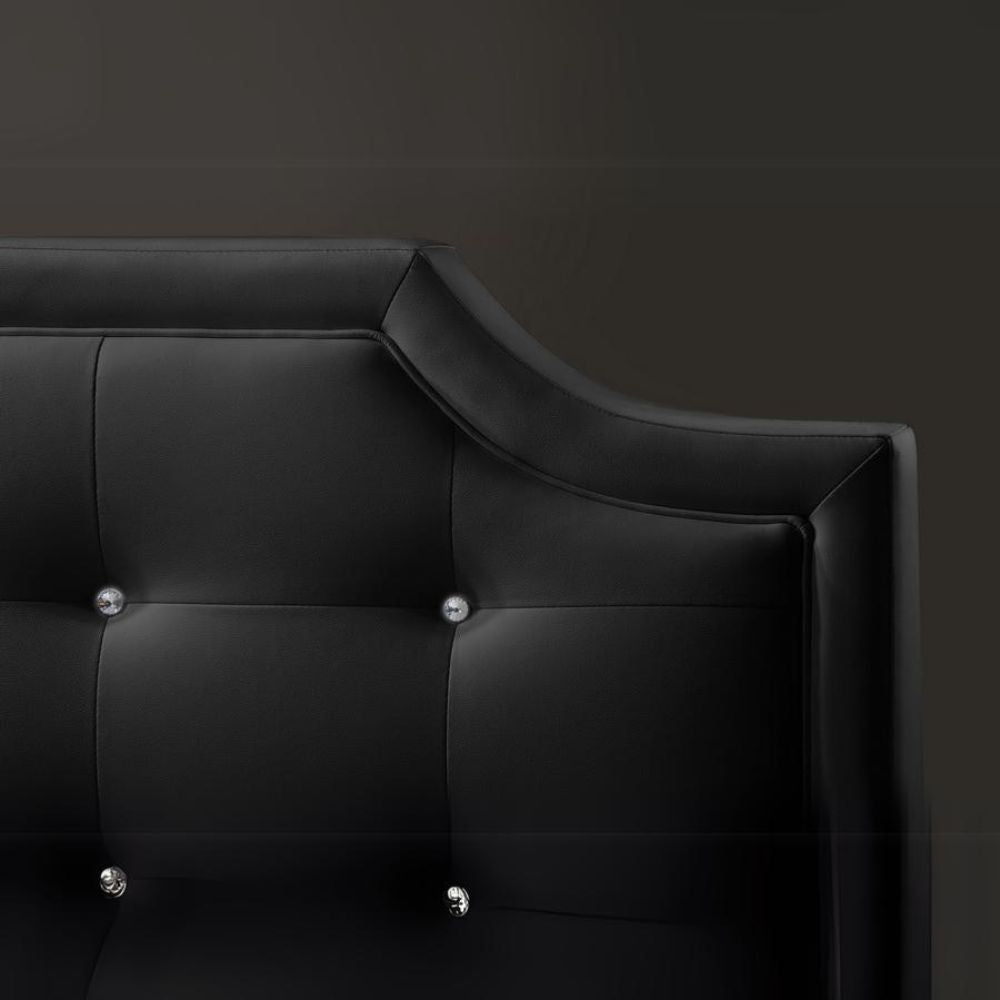 Carlotta Black Modern Bed With Upholstered Headboard - Queen Size
