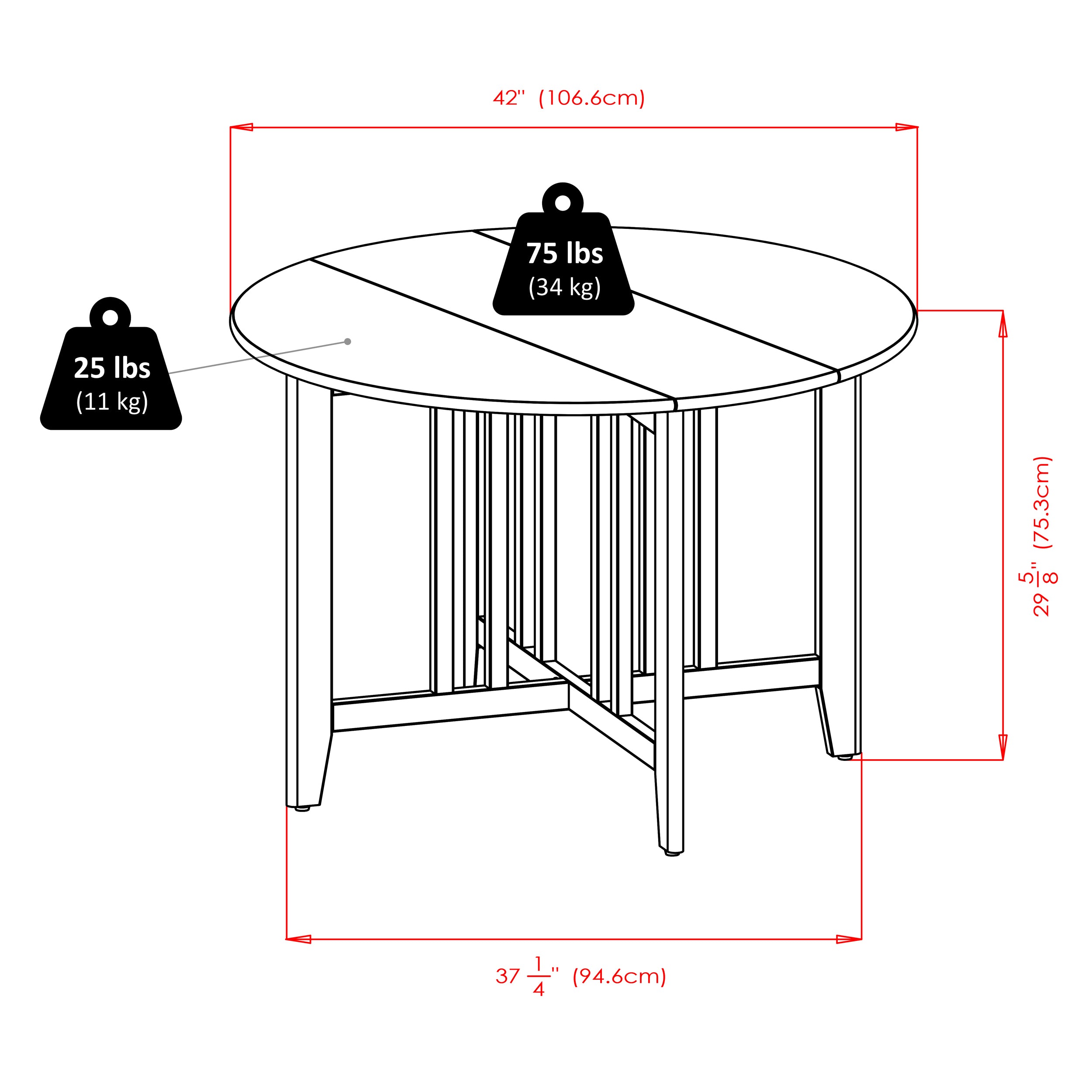 Alamo 3-Pc Drop Leaf Table with Ladder-back Chairs, in Walnut