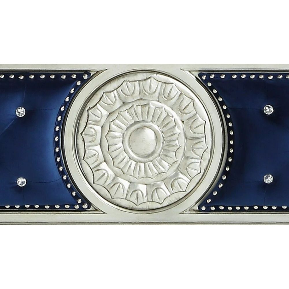 Jammu Varian Collection Eastern King Bed Blue Velvet – Modern with Mirror Trim