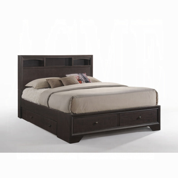 Balram Madison II Queen Brown Wood Bed – Modern Panel Headboard