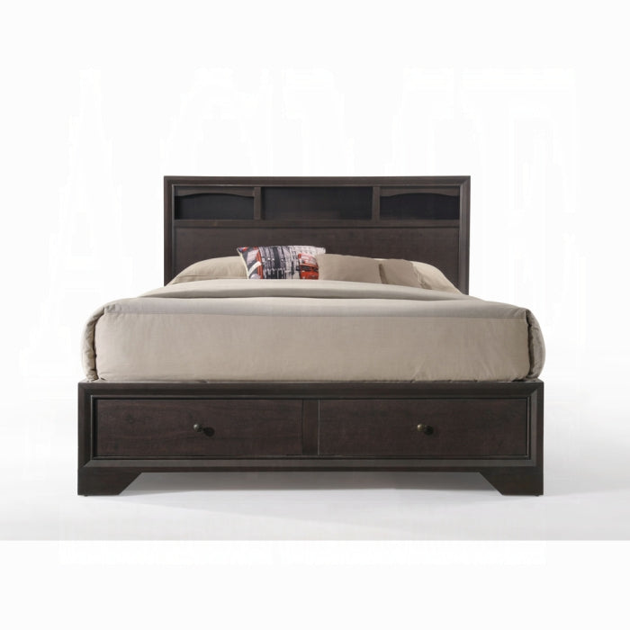 Balram Madison II Queen Brown Wood Bed – Modern Panel Headboard