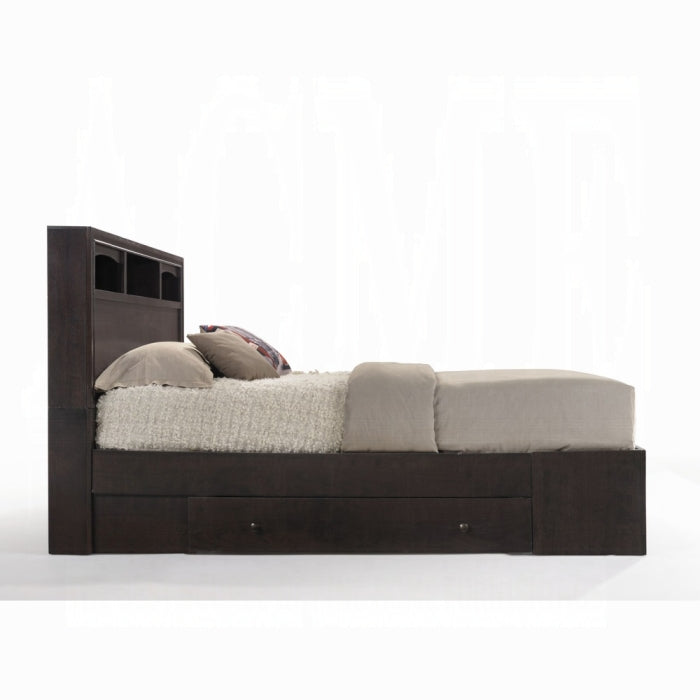 Balram Madison II Queen Brown Wood Bed – Modern Panel Headboard